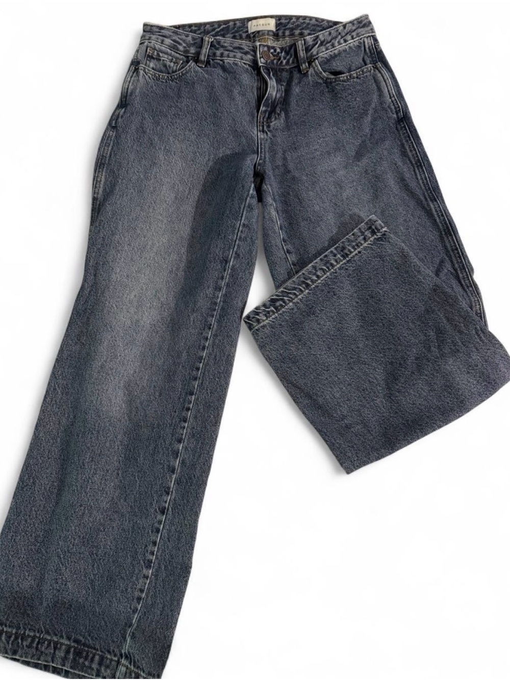 (825-1) PacSun High Waisted Straight Leg Faded Vintage Dark Blue Jeans Size 30